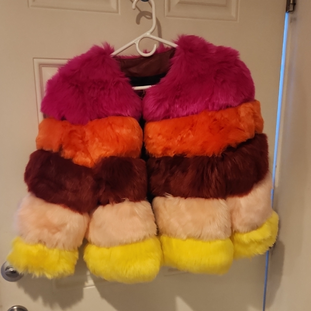 Colorful Faux Fur Kids Jacket
